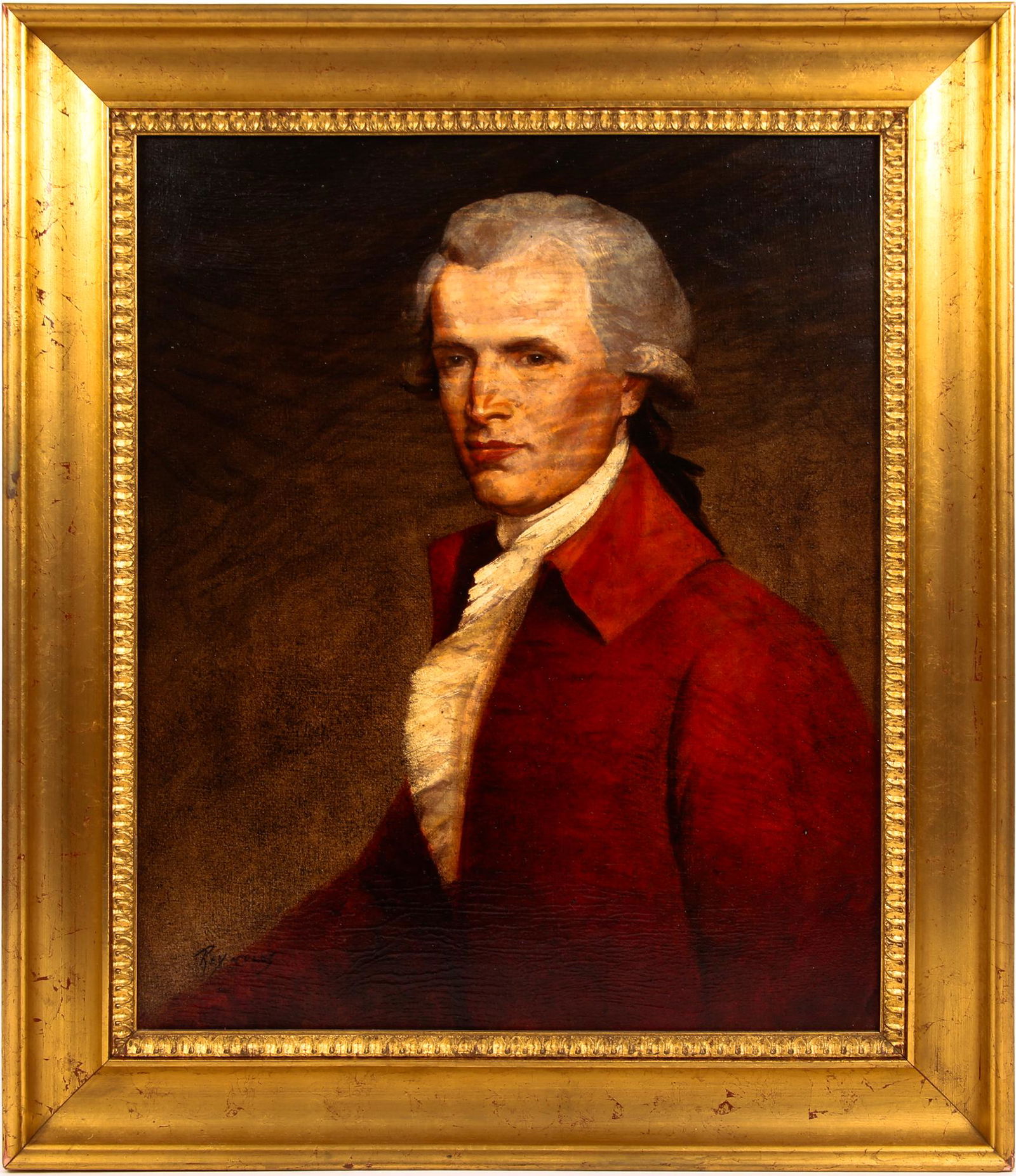 SIR JOSHUA REYNOLDS PORTRAIT OF JOHN SINGLETON COPLEY: SIR JOSHUA REYNOLDS PORTRAIT OF JOHN SINGLETON COPLEY Oil on canvas painting attributed to English painter Sir Joshua Reynolds (1723 – 1792), depicting a portrait of Anglo-American painter John