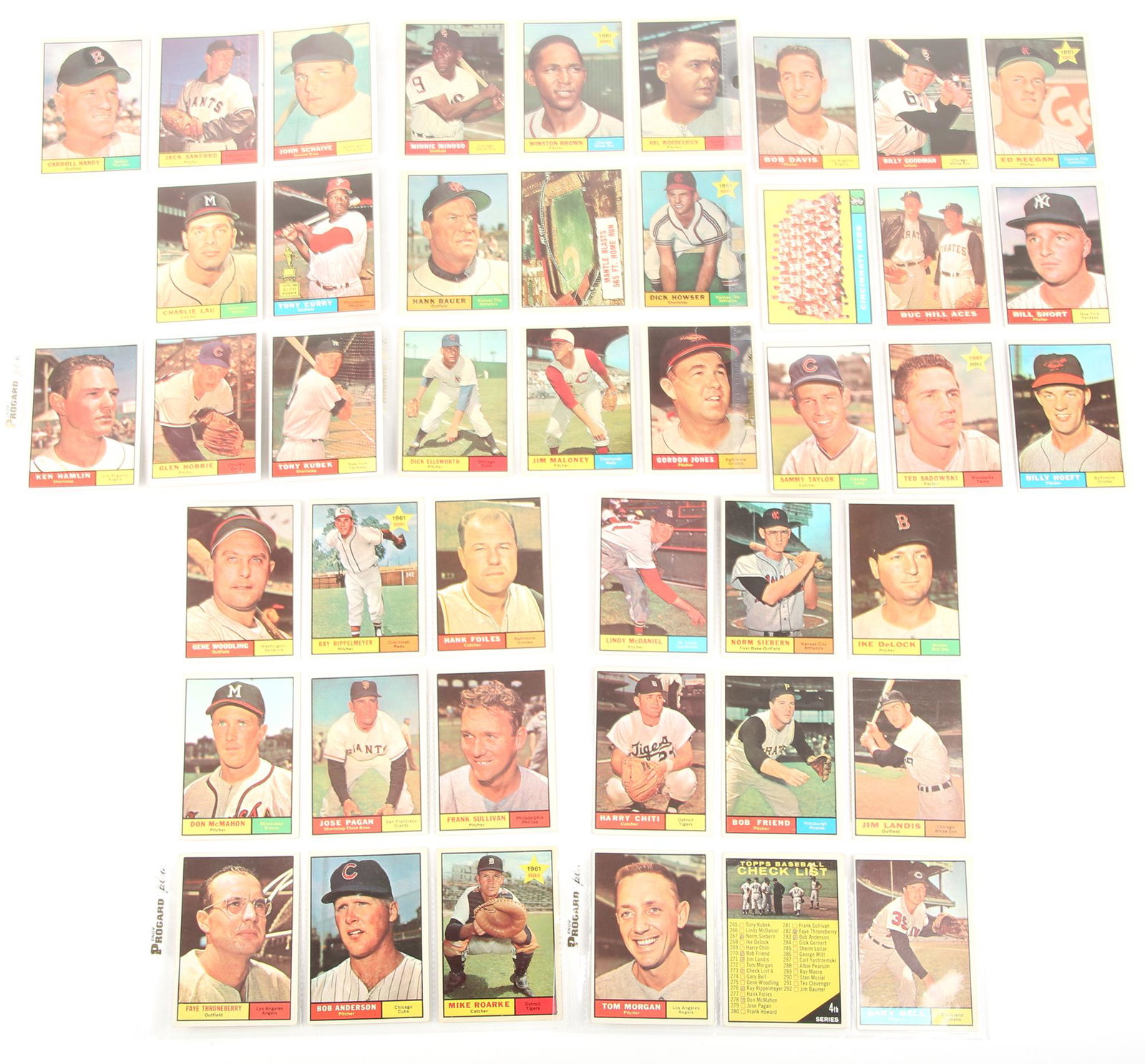 TOPPS 1961 BASEBALL CARDS - COLLECTORS LOT OF 44: TOPPS 1961 BASEBALL CARDS - COLLECTORS LOT OF 44 To include players from various teams 1961 Topps Chewing Gum trading cards: McDaniel, Siebern, Delock, Landis, Friend, Chiti, Morgan, 4th series Checkl