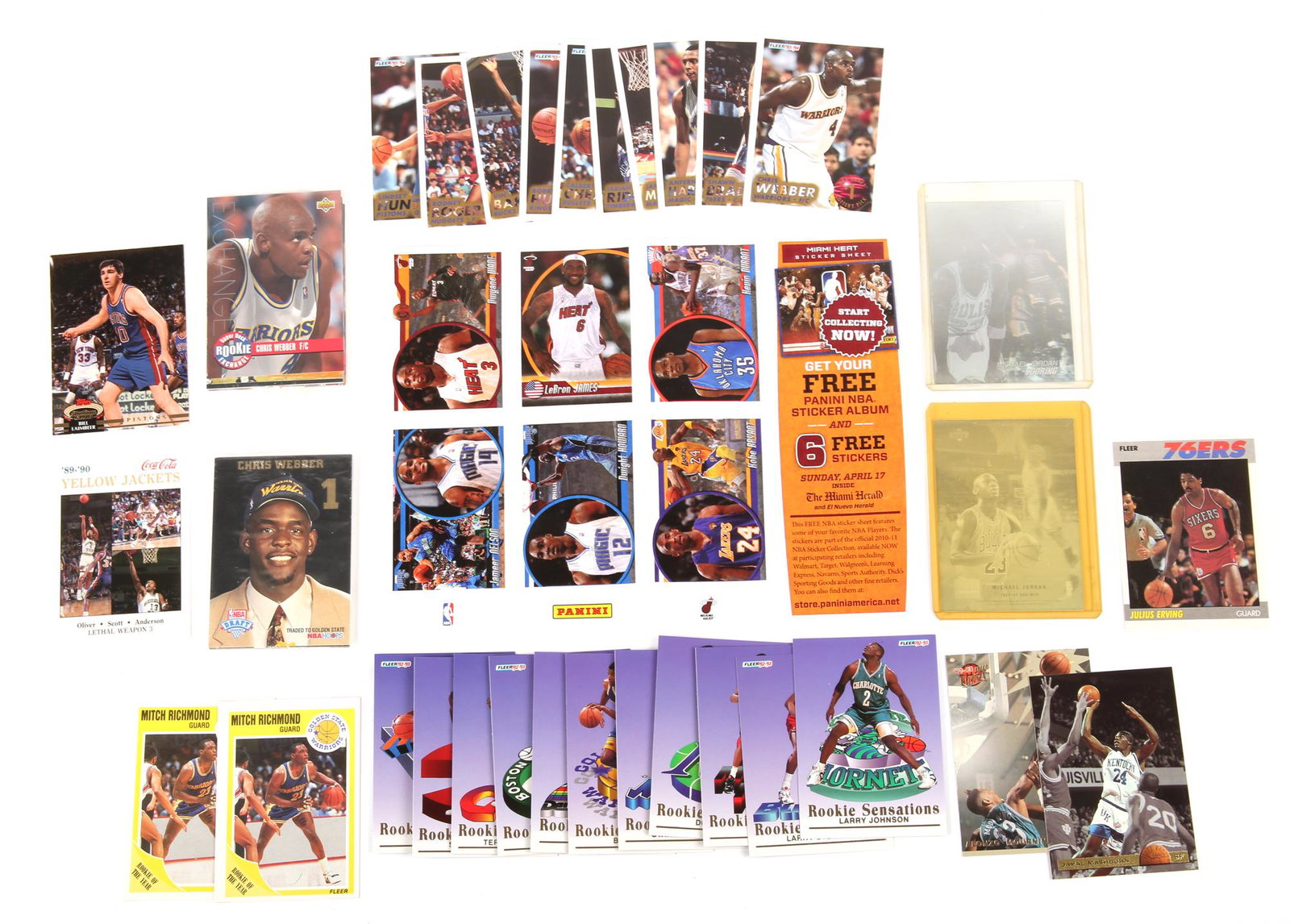 NBA TRADING CARDS FROM 1980'S AND 1990'S LOT OF 53: NBA TRADING CARDS FROM 1980'S AND 1990'S LOT OF 53 National Basketball Association (NBA) collectible trading cards spanning from 1987 to 1994. Topps, Upper Deck, SkyBox, and Fleer brand. Various teams