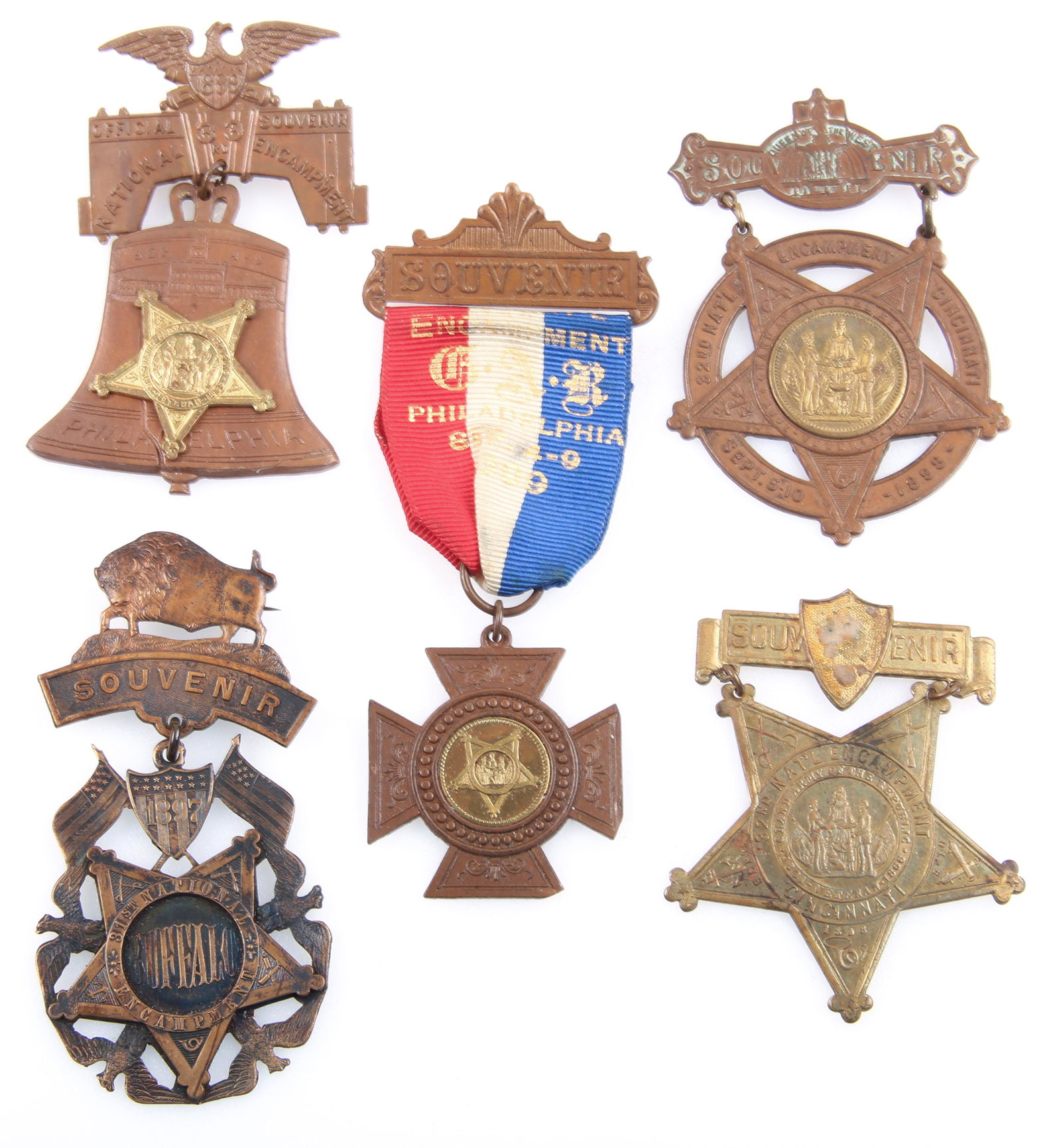 1890S GRAND ARMY OF THE REPUBLIC GAR BADGES - LOT OF 5 (1 of 4)