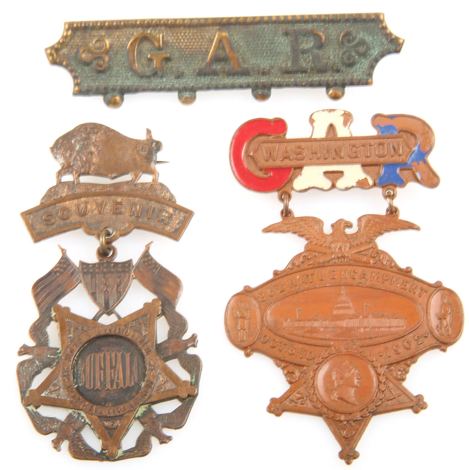 GRAND ARMY OF THE REPUBLIC BADGES - LOT OF 3 (1 of 2)