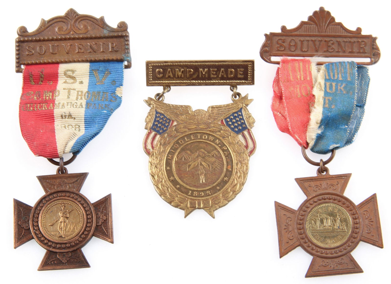 UNITED SPANISH WAR VETERANS CAMP BADGES - LOT OF 3 (1 of 2)