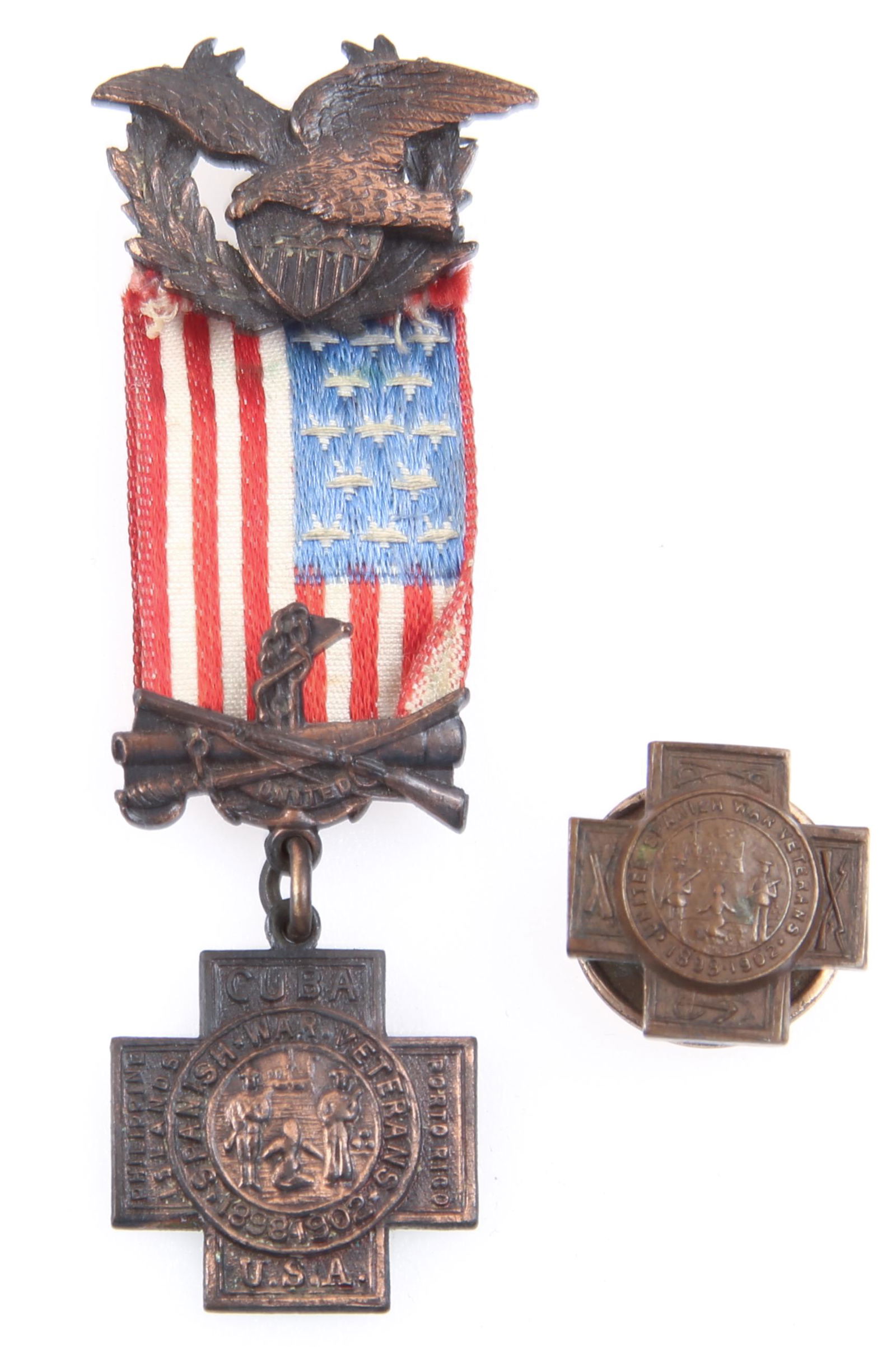UNITED SPANISH WAR VETERANS MEMBERSHIP BADGE & PIN (1 of 2)