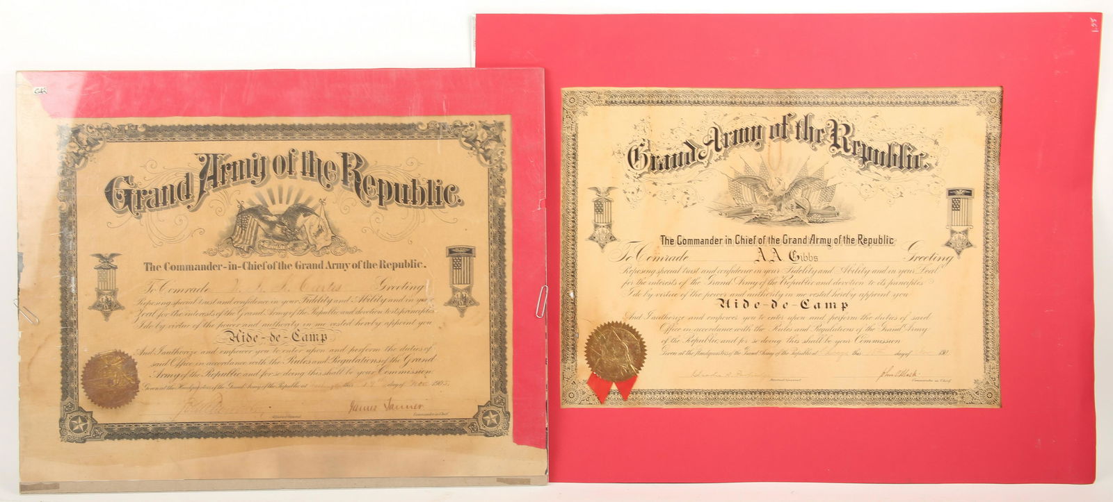 EARLY 20TH C. GAR AIDE-DE-CAMP APPOINTMENT CERTIFICATES (1 of 3)