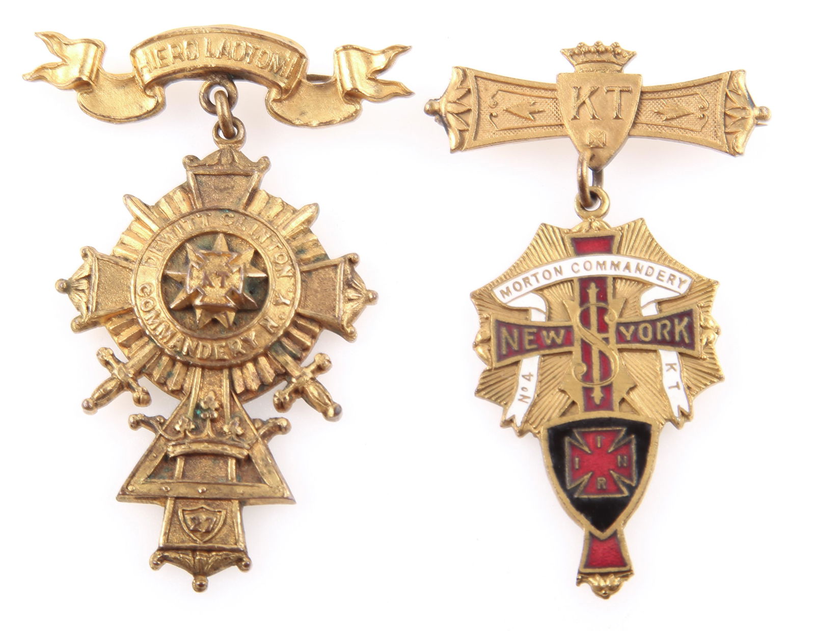KNIGHTS TEMPLAR N.Y. COMMANDERY BADGES - LOT OF 2 (1 of 2)