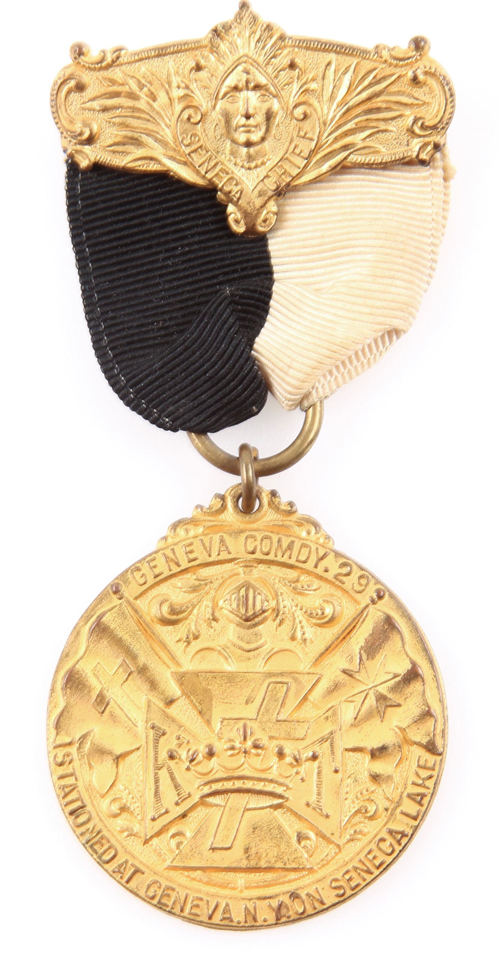 KNIGHTS TEMPLAR NY GENEVA COMMANDERY BADGE SENECA CHIEF (1 of 2)