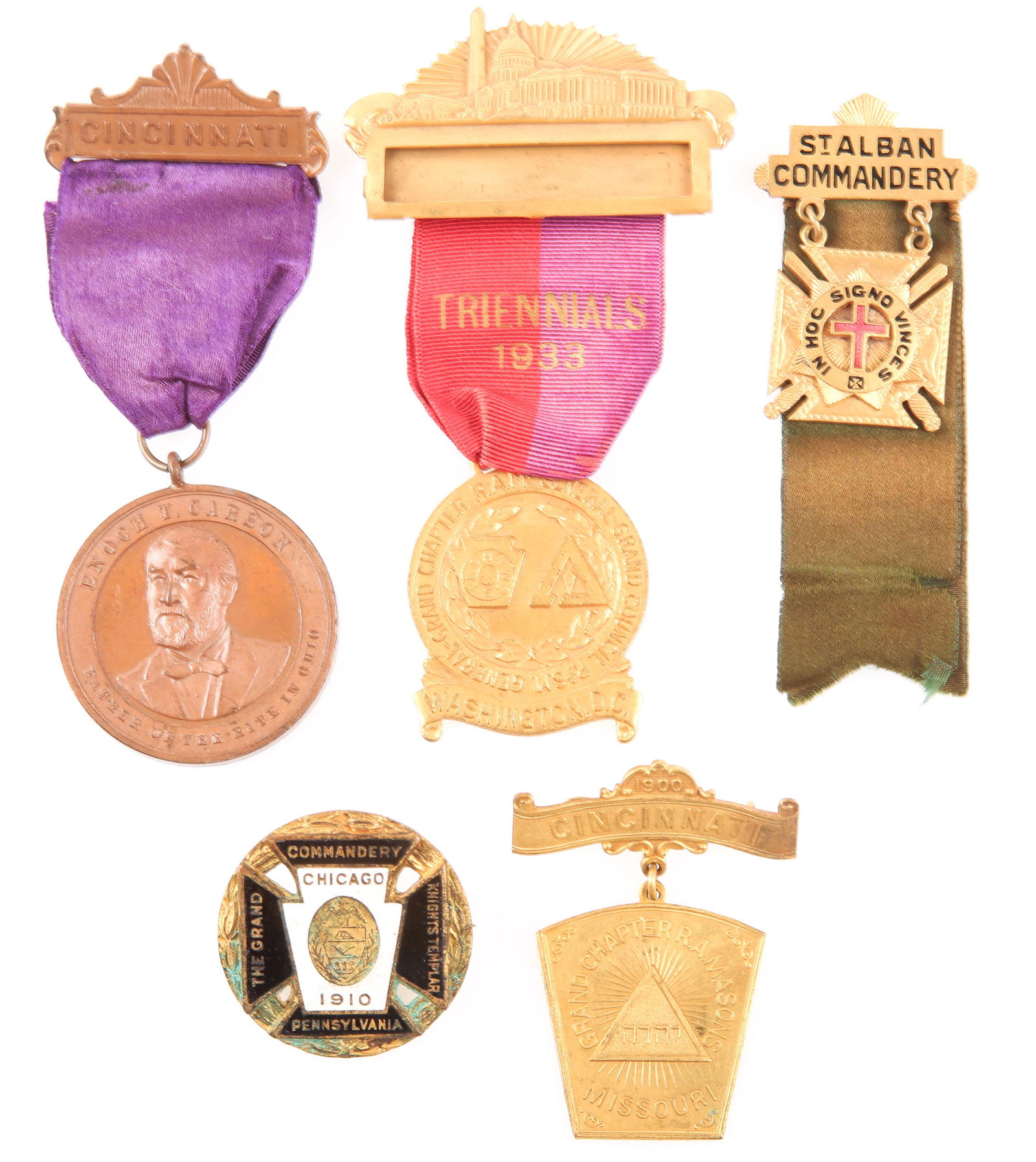 KNIGHTS TEMPLAR MASONIC SCOTTISH RITE BADGES - LOT OF 5 (1 of 4)