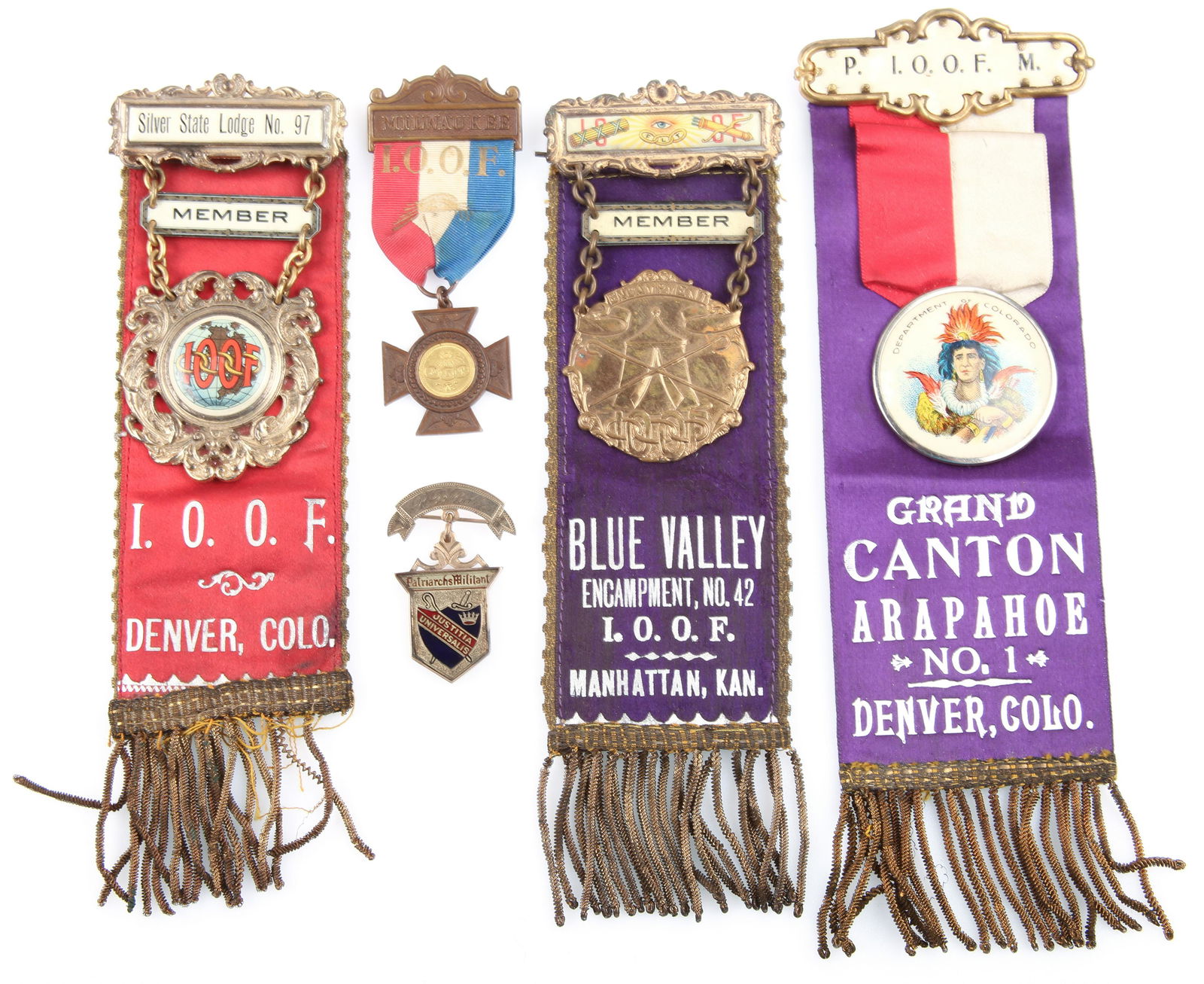 INDEPENDENT ORDER OF ODD FELLOWS BADGES - LOT OF 5 (1 of 4)