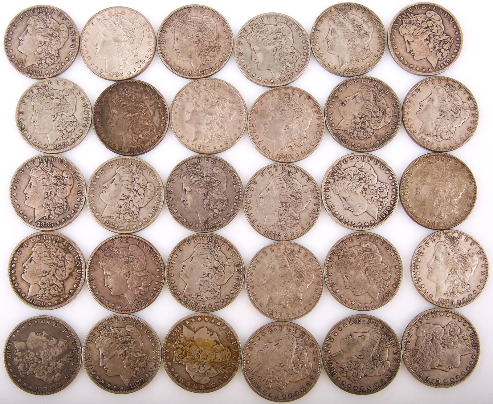 MORGAN SILVER DOLLAR PARTIAL SET - 1878-1890 (1 of 2)