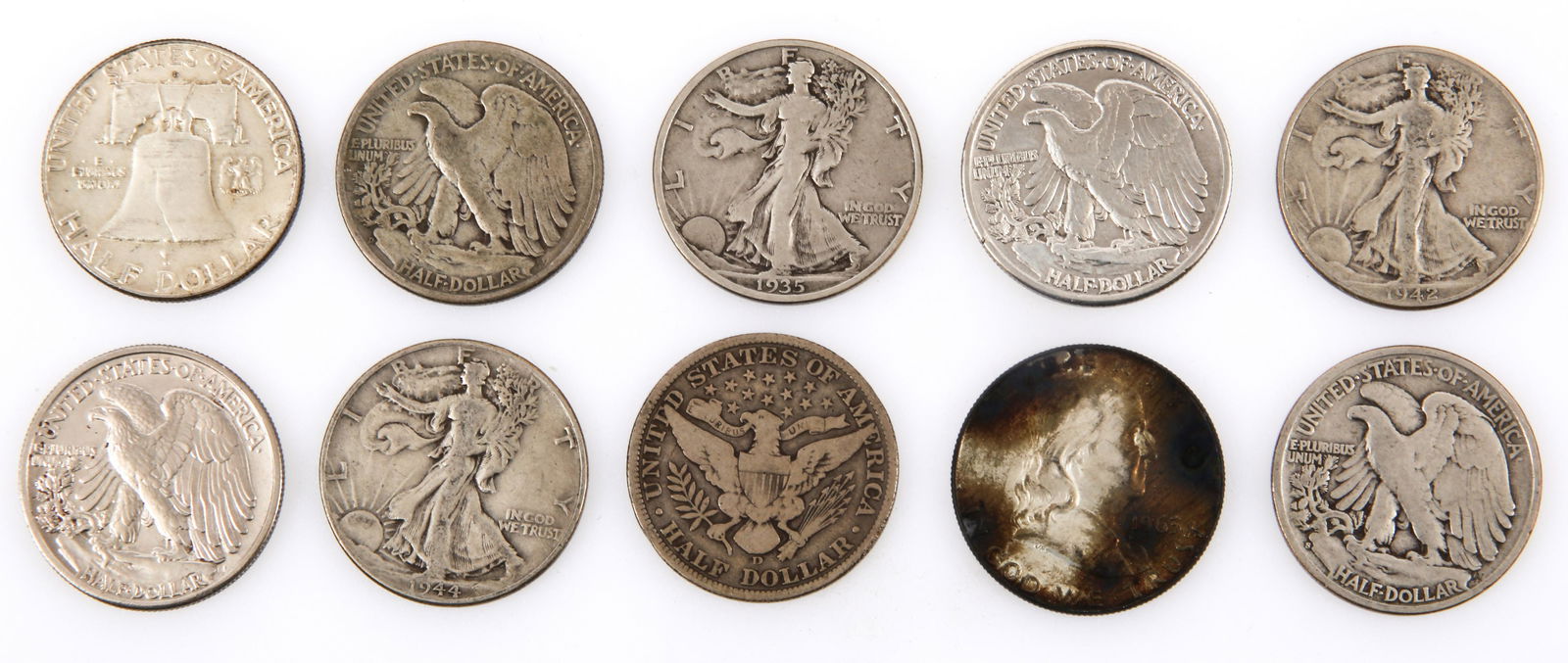 U.S. 90% SILVER HALF DOLLARS - LOT OF 10 (1 of 2)