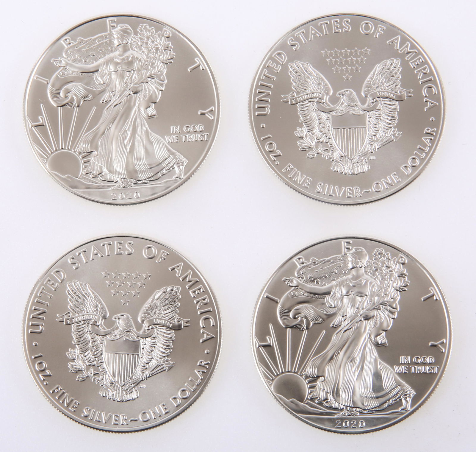 2020 AMERICAN SILVER EAGLE ONE OUNCE COINS - LOT OF 4 (1 of 1)