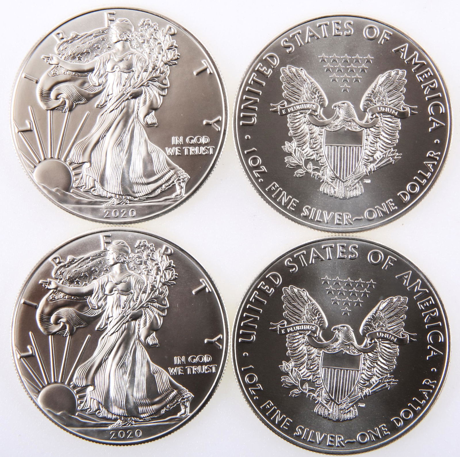 2020 AMERICAN SILVER EAGLE ONE OUNCE COINS - LOT OF 4 (1 of 1)