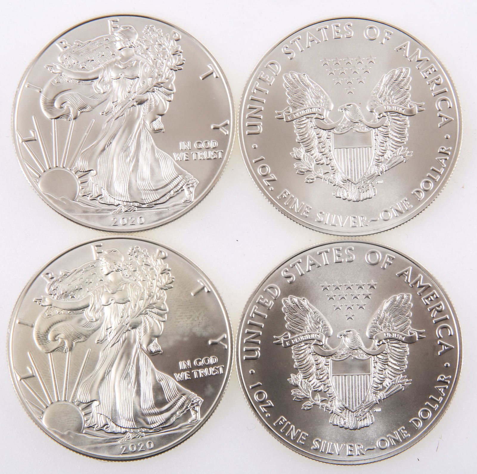 2020 AMERICAN SILVER EAGLE ONE OUNCE COINS - LOT OF 4 (1 of 1)