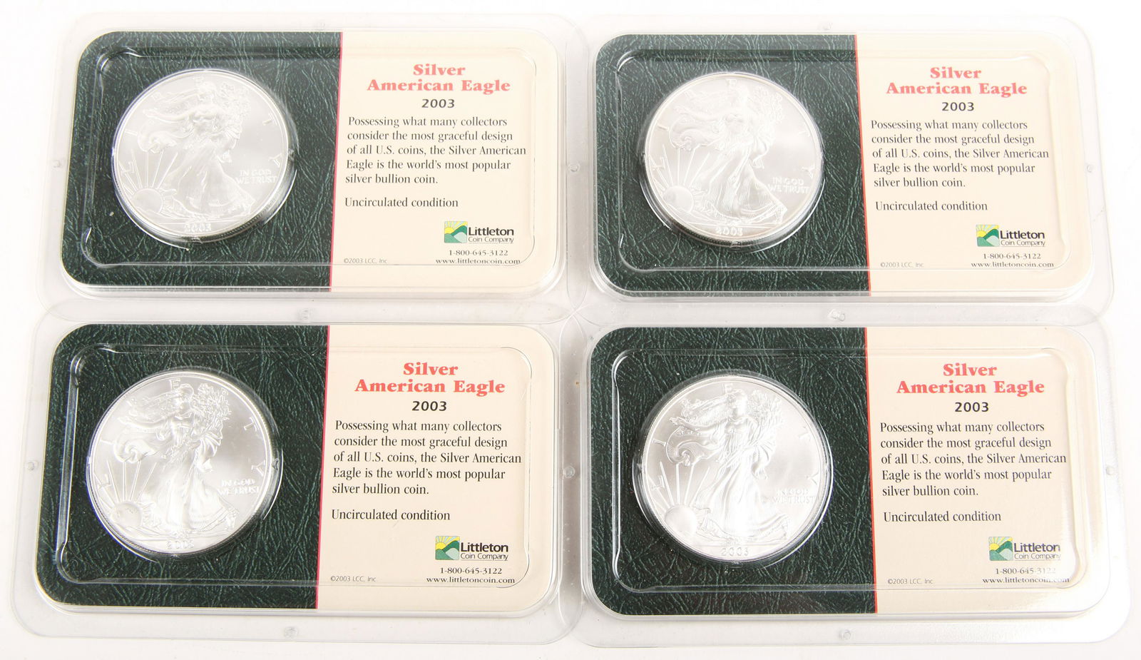 2003 .999 FINE AMERICAN SILVER EAGLES - LOT OF 4 (1 of 6)