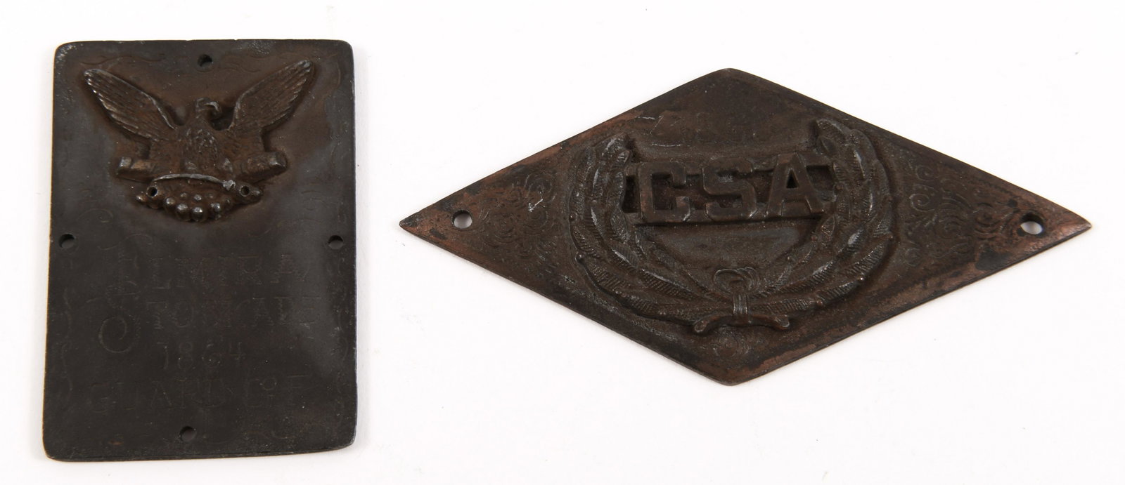 20TH C. SOUVENIR CSA & ELMIRA STOCKADE MEDALLIONS: 20TH C. SOUVENIR CSA & ELMIRA STOCKADE MEDALLIONS 20th century souvenir medallions, includes: Reproduction Confederate States of America. Reproduction Elmira Stockade.