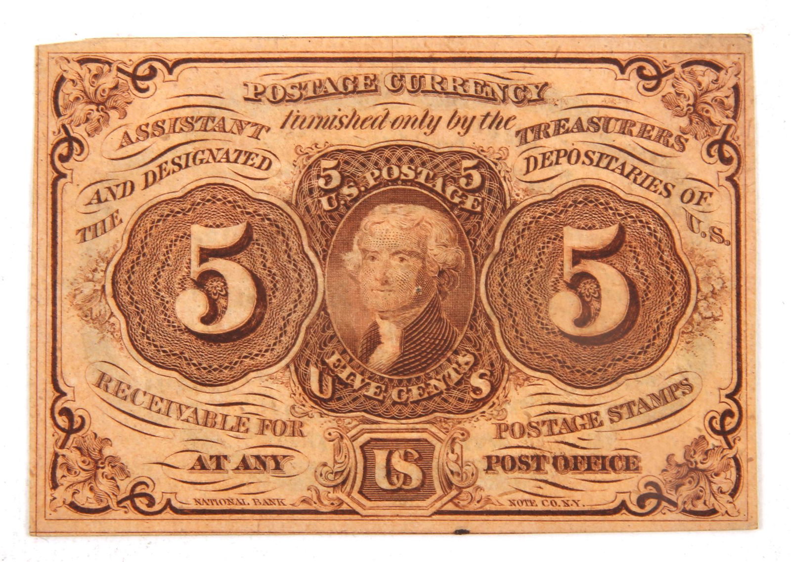 1862 FRACTIONAL 5 CENT POSTAGE CURRENCY NOTE (1 of 2)