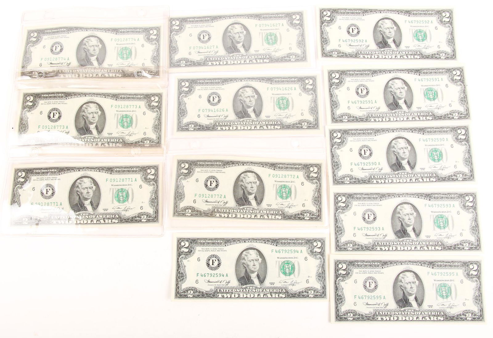 UNITED STATES TWO DOLLAR BILLS 1976 - LOT OF 12 (1 of 7)