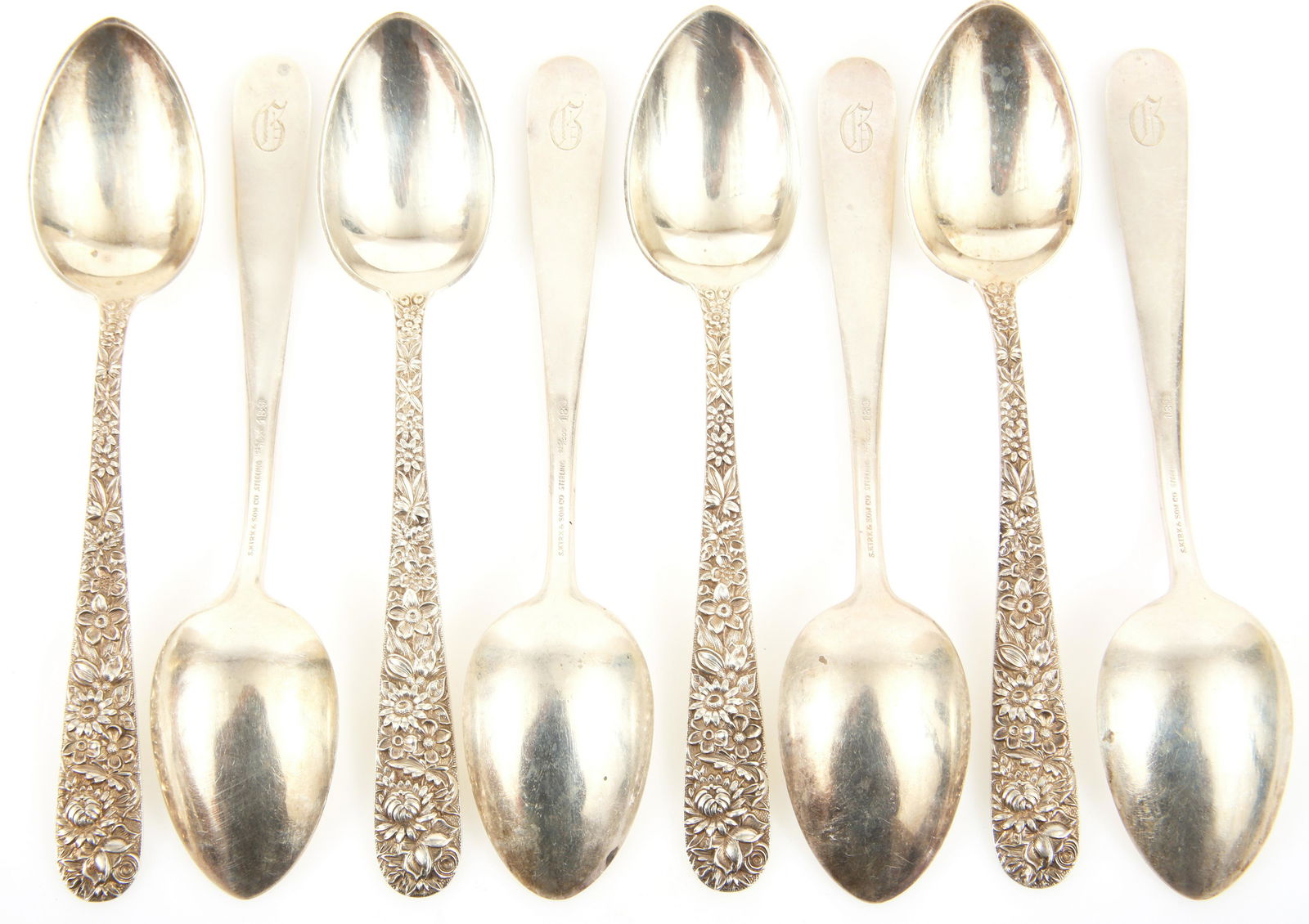 S. KIRK & SON STERLING REPOUSSE OVAL SOUP SPOONS (1 of 3)