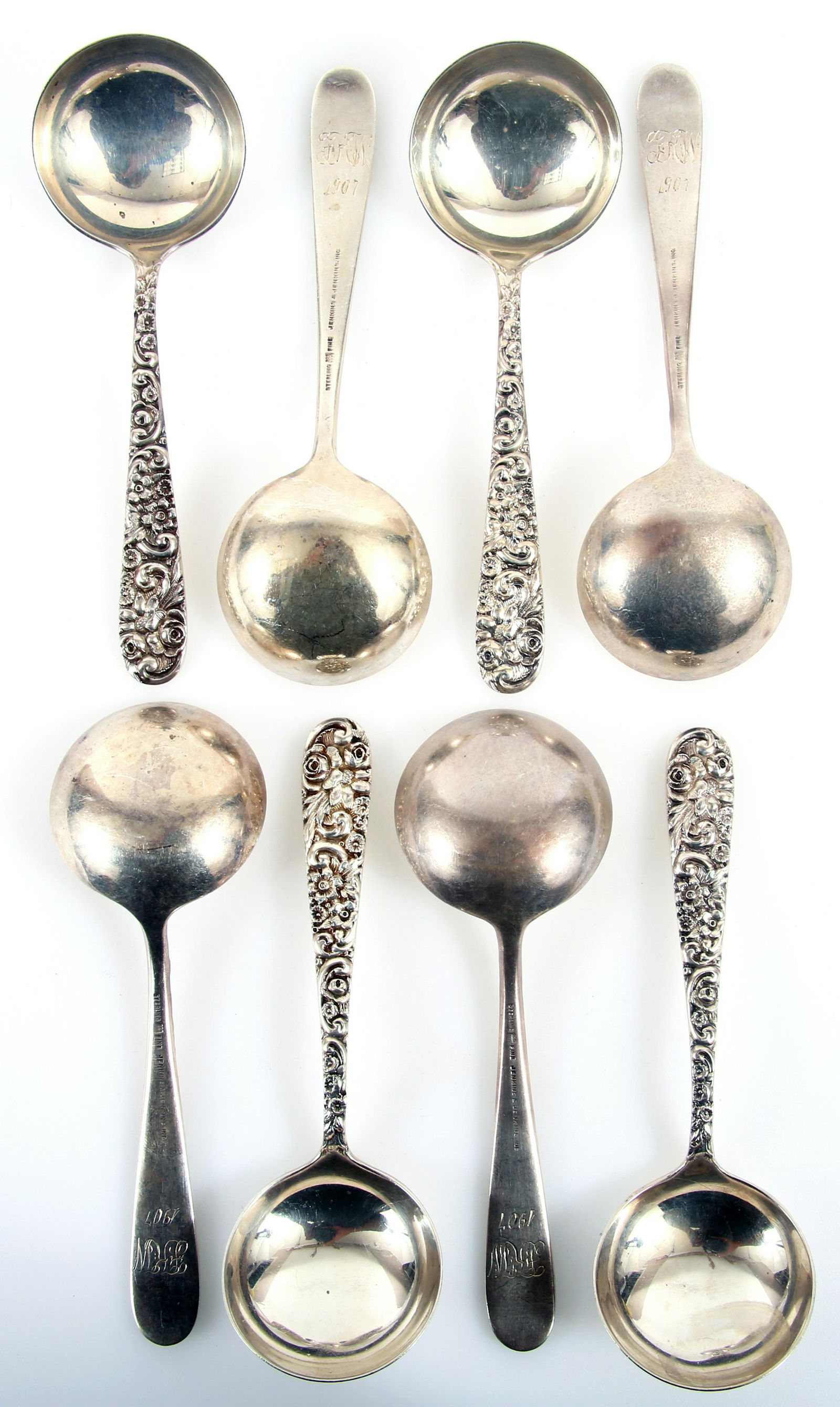 S. KIRK & SON STERLING REPOUSSE ROUND SOUP SPOONS (1 of 4)