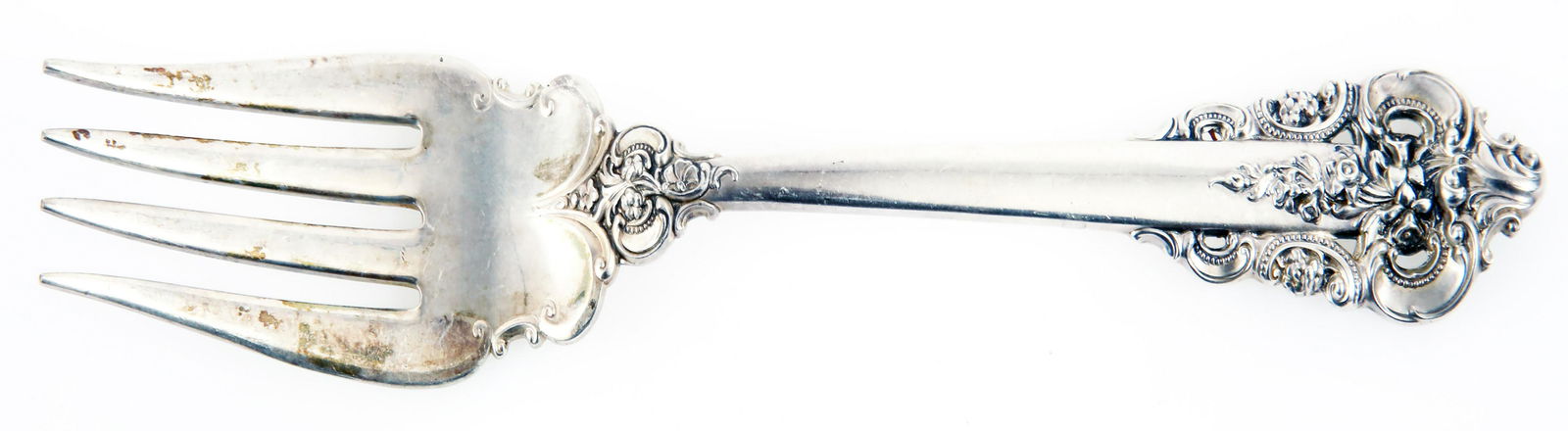 WALLACE STERLING SILVER GRANDE BAROQUE COLD MEAT FORK (1 of 2)