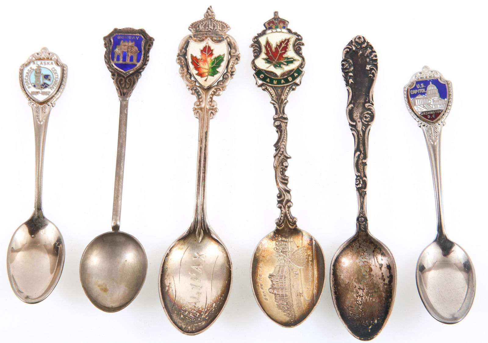 20TH C. STERLING SILVER SOUVENIR SPOONS - LOT OF 6 (1 of 3)
