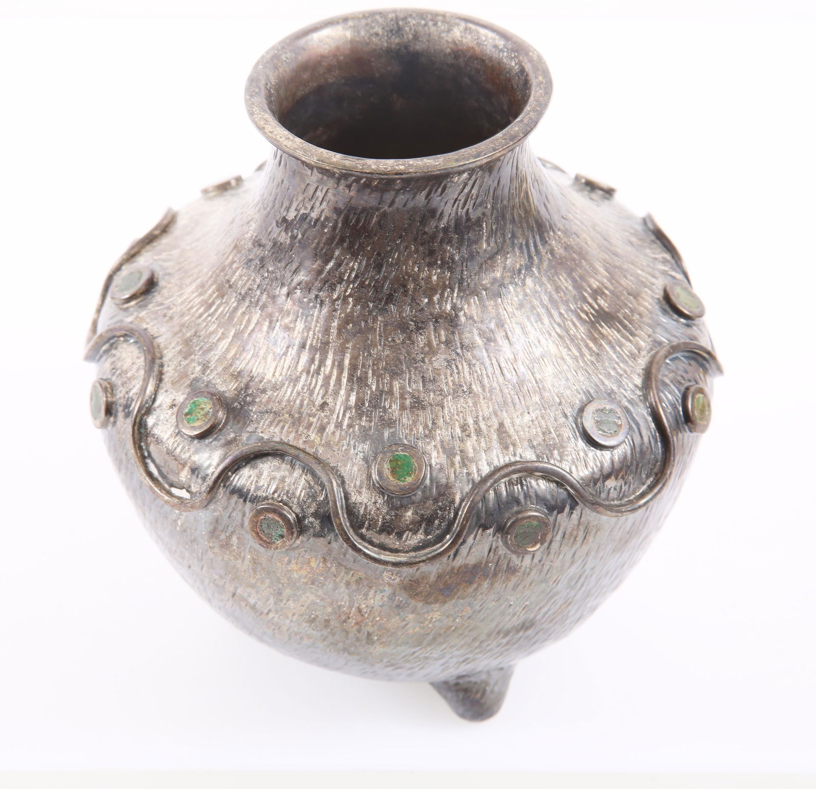 TAXCO LOS CASTILLO SILVER PLATED HAMMERED VASE (1 of 5)