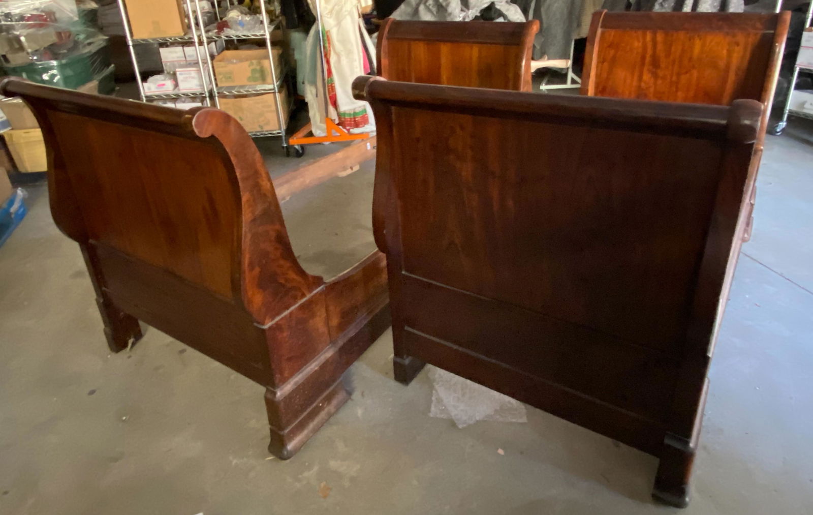 19TH C. MAHOGANY FRENCH SLEIGH BED FRAMES (1 of 9)