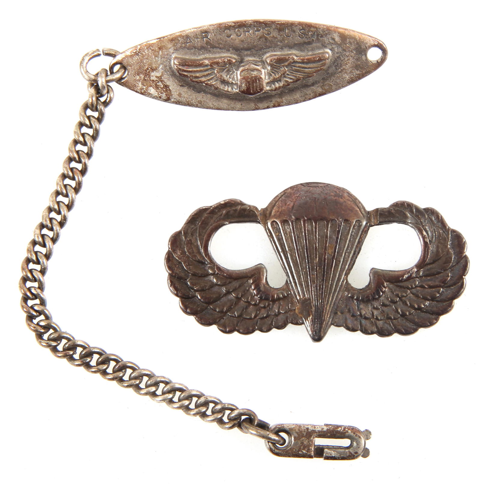 STERLING SILVER U.S. AIR CORPS & PARATROOPER WINGS (1 of 2)