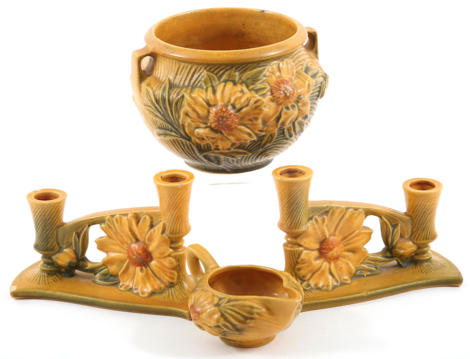 ROSEVILLE POTTERY PEONY SIENNA BROWN PIECES (1 of 13)