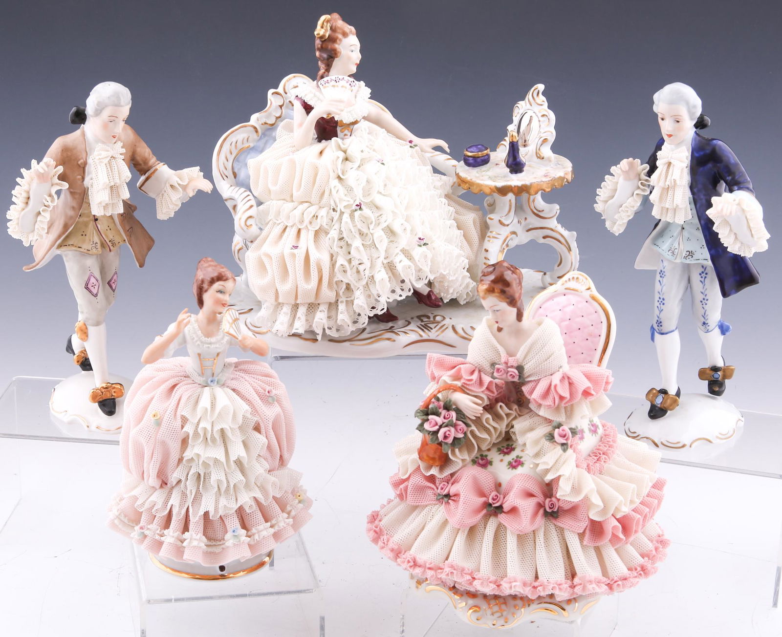 DRESDEN PORCELAIN LACE FIGURINES (1 of 6)