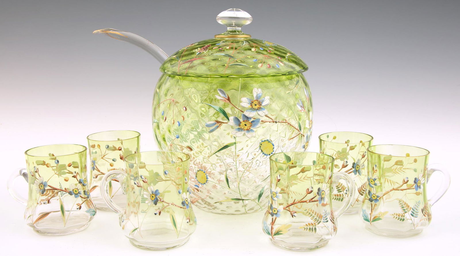 HAND PAINTED CHERRY BLOSSOM & THISTLE PUNCH - LOT OF 7 (1 of 7)