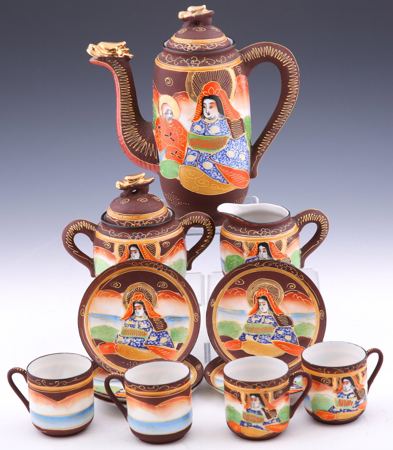 20TH C. JAPANESE PORCELAIN MORIAGE SATSUMA TEA SET (1 of 5)