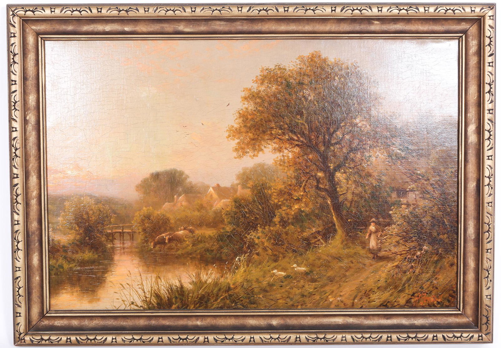 19TH C. ROBERT ROBIN FENSON PASTORAL OIL/CANVAS SIGNED (1 of 5)