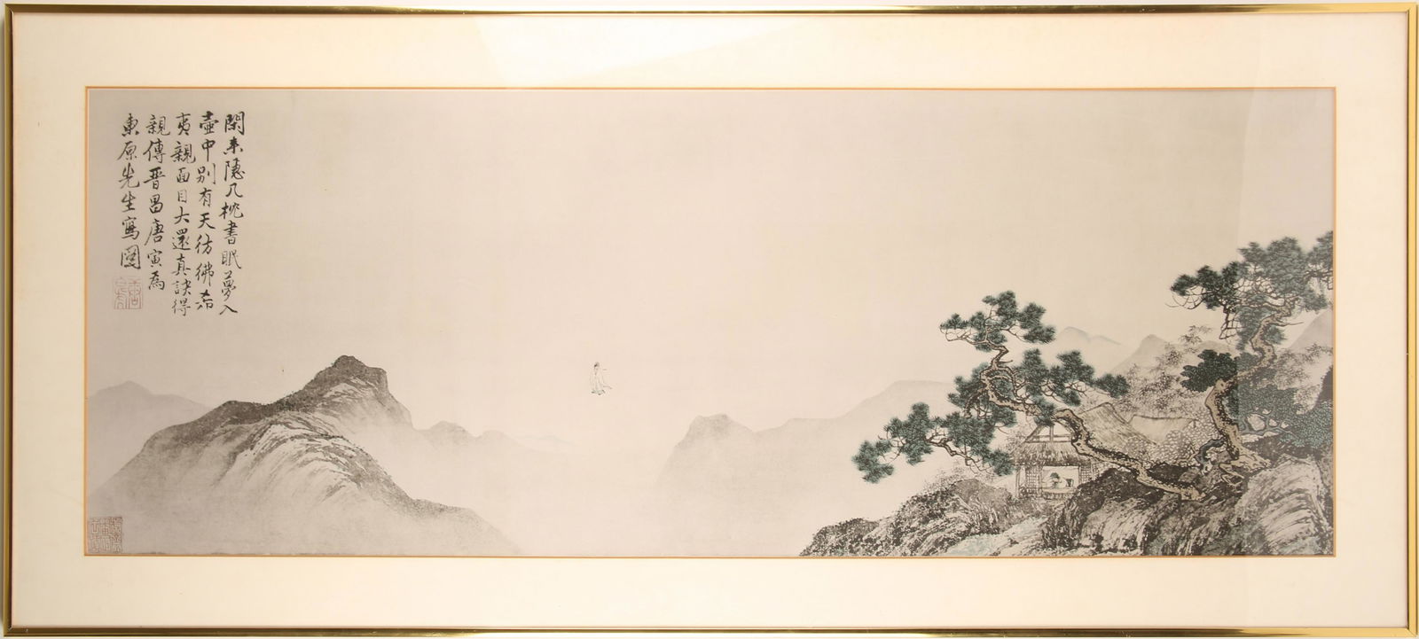 20TH C. FRAMED PRINT COPY OF CHINESE TANG YIN PAINTING (1 of 5)