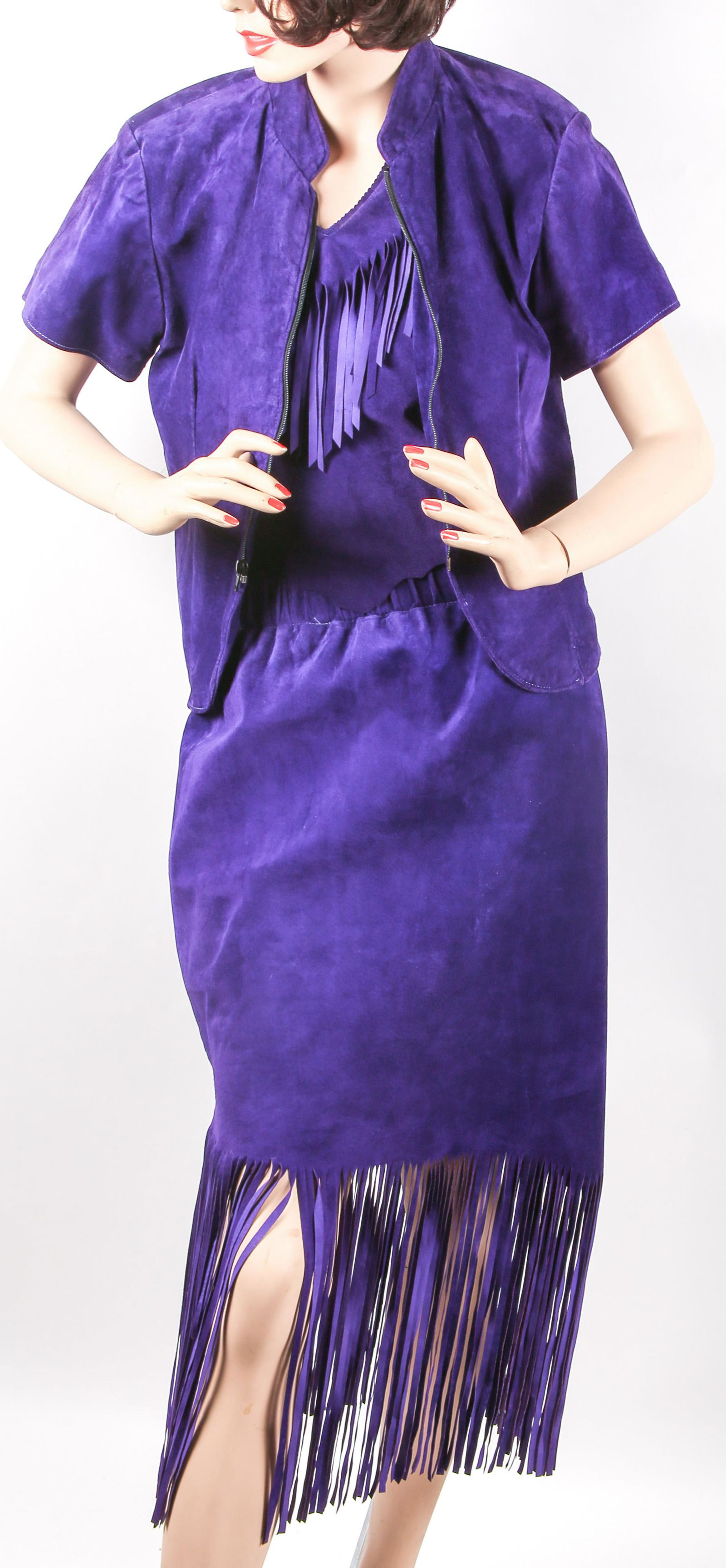 1980s FRINGE PURPLE SUEDE LEATHER ENSEMBLE BY LEGACY (1 of 12)