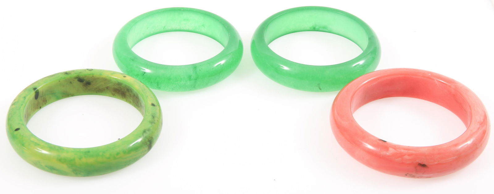 COSTUME DYED JADE & COMPOSITE BRACELETS - LOT OF 4 (1 of 2)