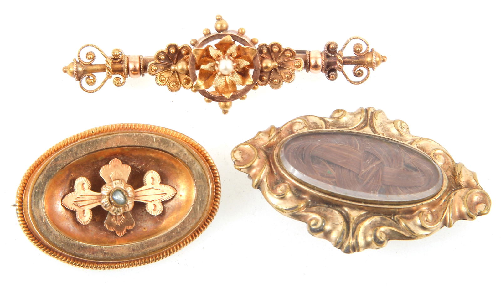 VICTORIAN GOLD FILLED MOURNING BROOCHES (1 of 1)