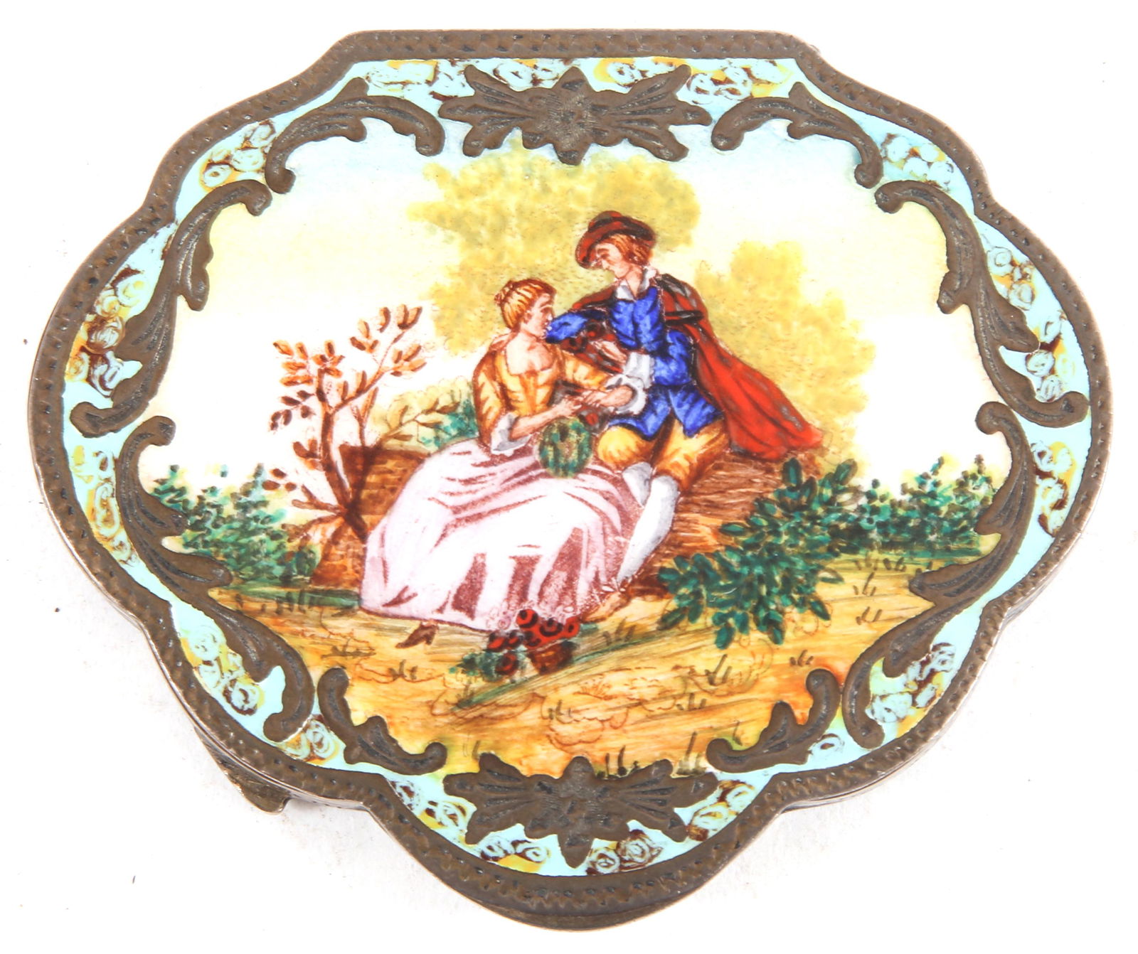 ITALIAN .800 SILVER ENAMEL COMPACT (1 of 3)