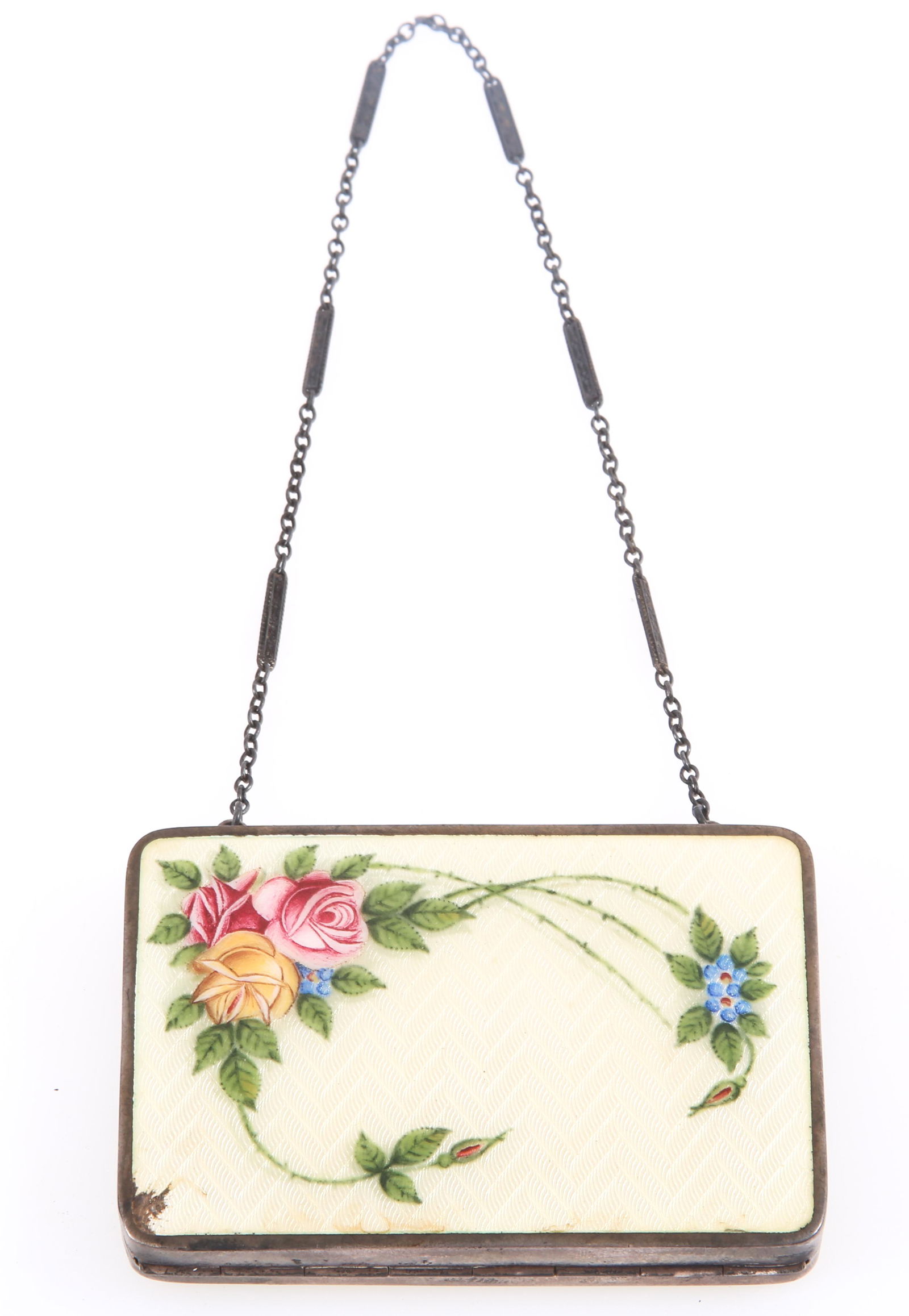 WIGHTMAN & HOUGH CO. STERLING GUILLOCHE ENAMEL COMPACT (1 of 6)