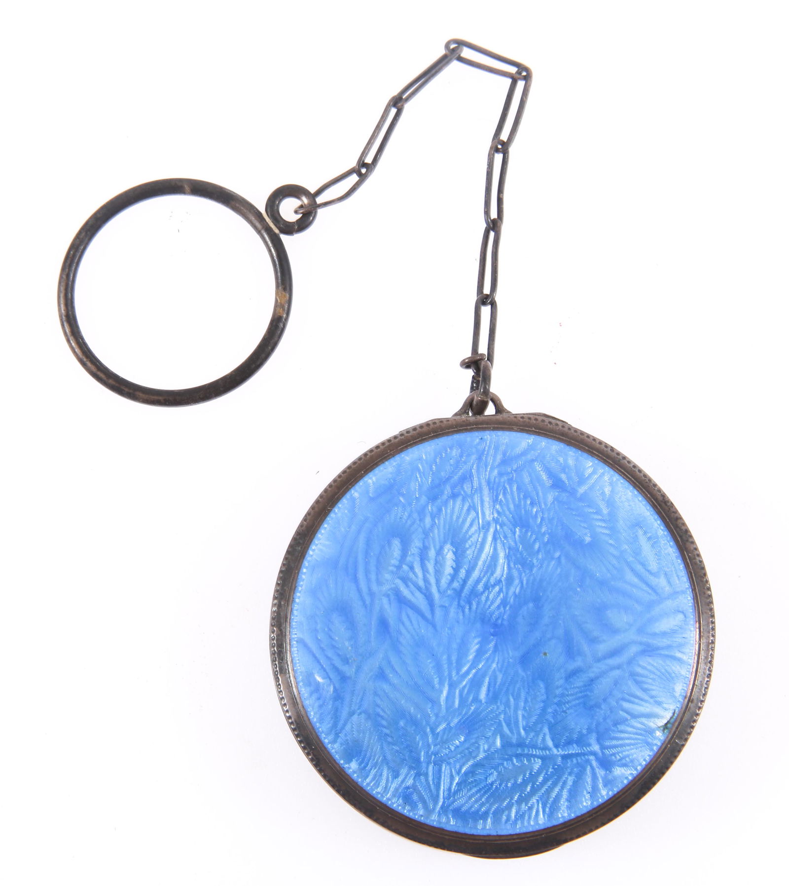 ELGIN STERLING SILVER GUILLOCHE ENAMEL COMPACT (1 of 5)