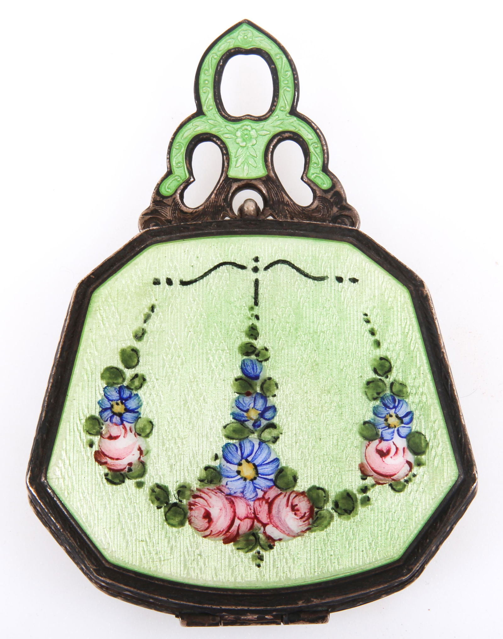 R&G CO. LA MODE STERLING GUILLOCHE ENAMEL COMPACT (1 of 5)