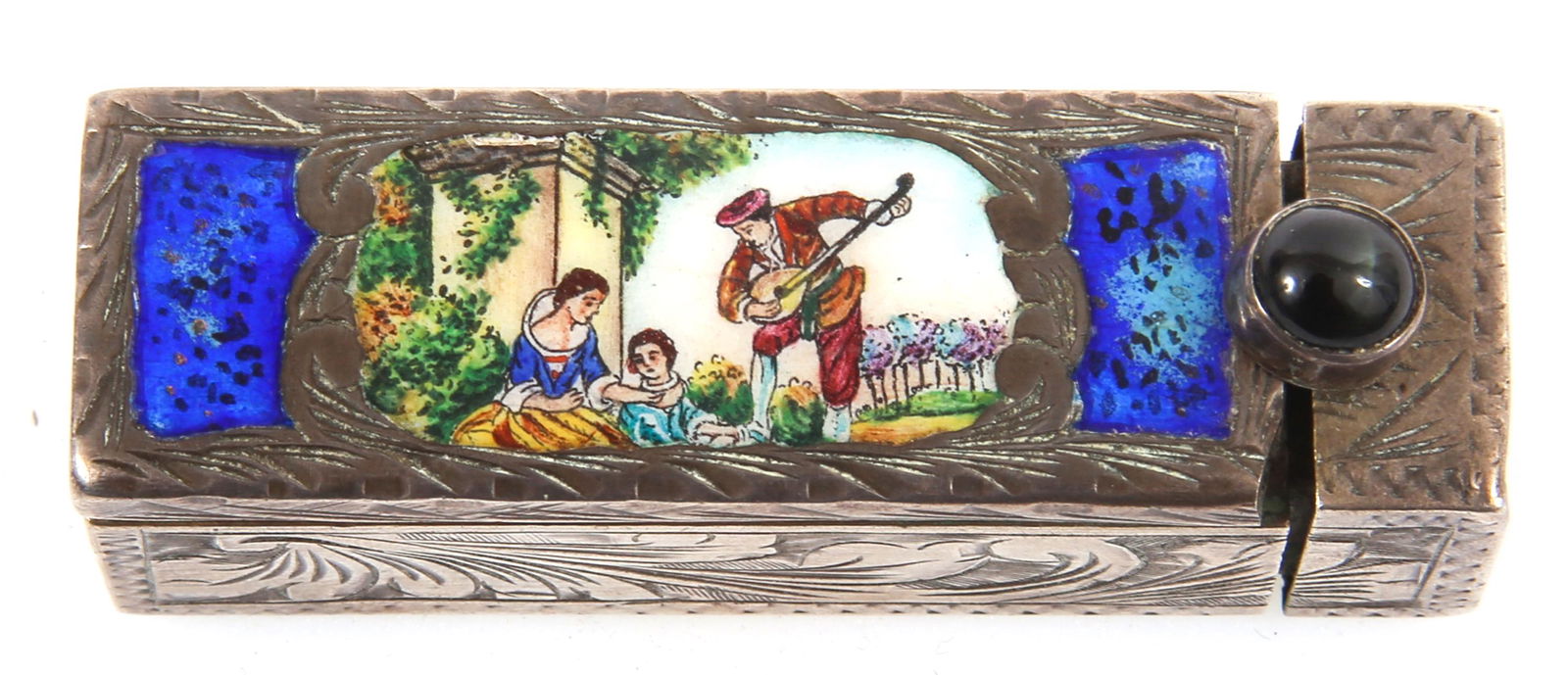 ITALY .800 SILVER ENAMEL LIPSTICK CASE (1 of 2)
