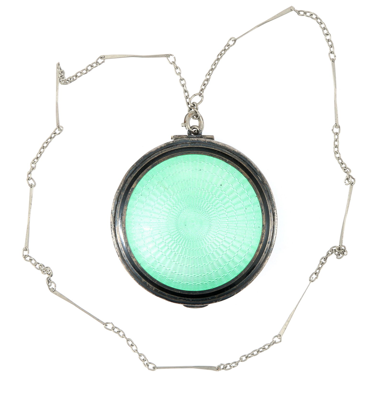 1920s JAMES E. BLAKE STERLING GUILLOCHE ENAMEL COMPACT (1 of 5)