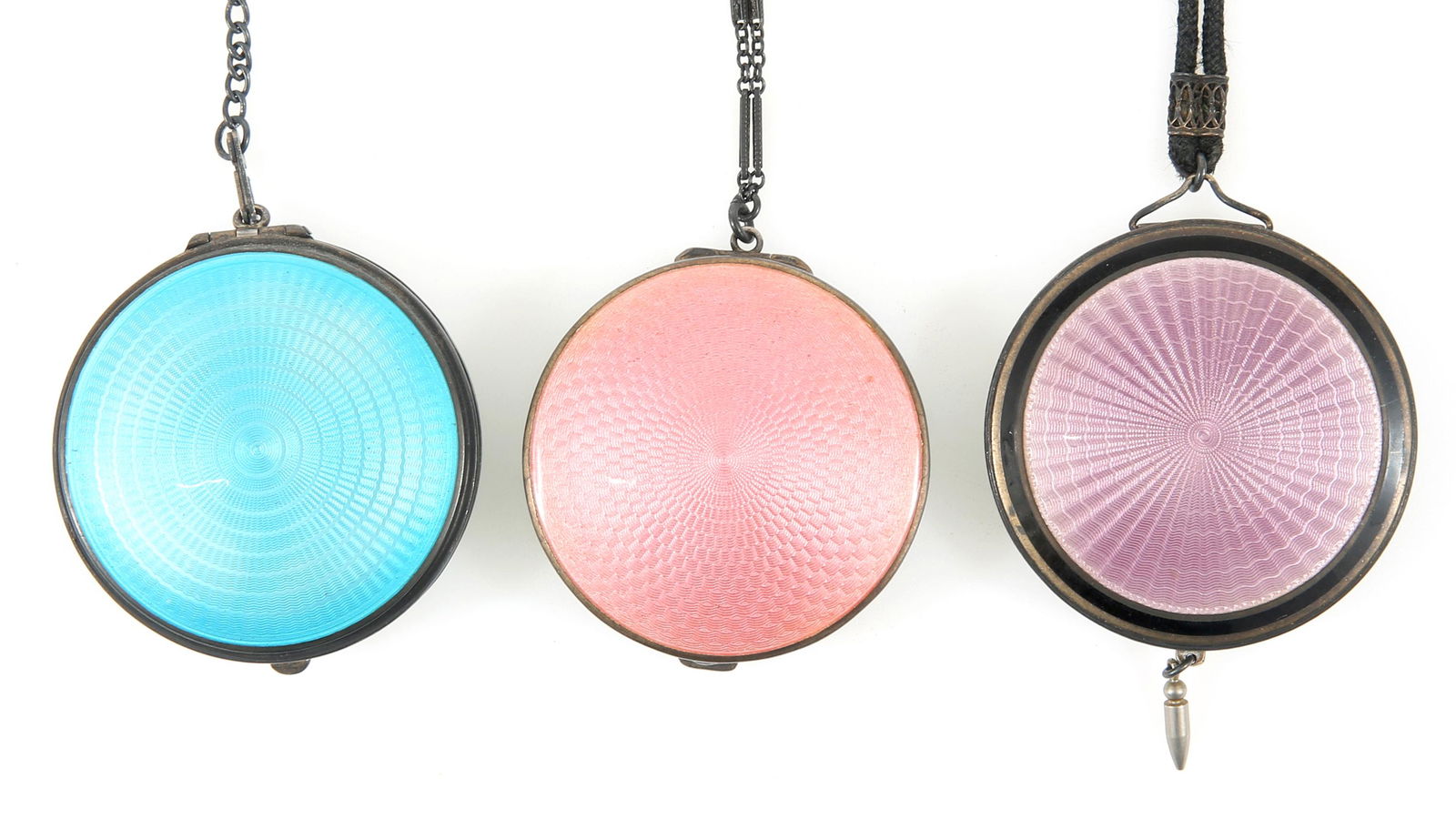 STERLING SILVER PASTEL GUILLOCHE ENAMEL COMPACTS (1 of 7)