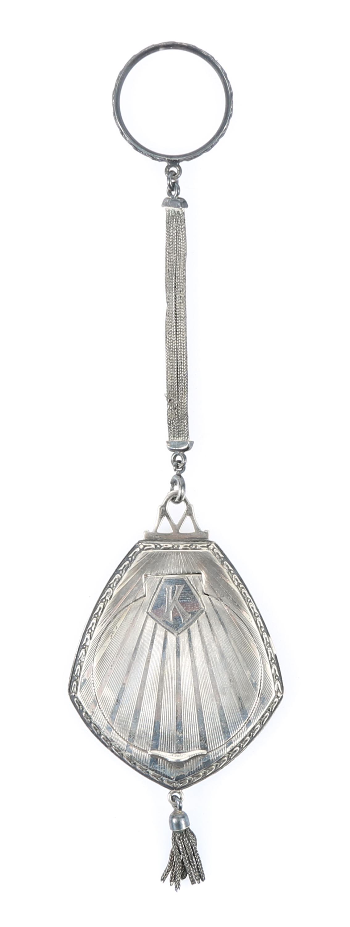 ART DECO THOMAE CO. STERLING SILVER TASSEL COMPACT (1 of 6)