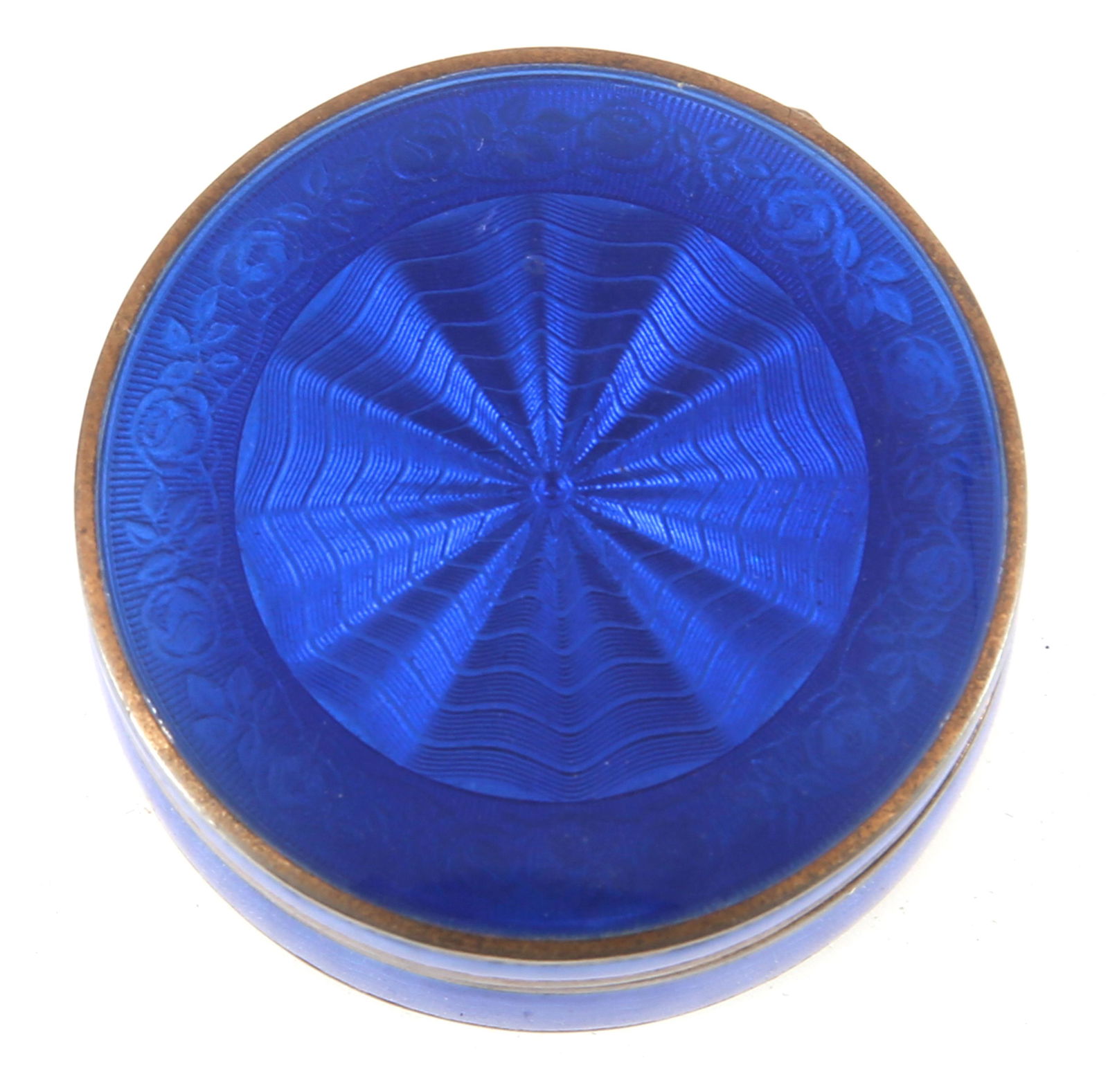 EARLY DAVID ANDERSEN STERLING COBALT GUILLOCHE COMPACT (1 of 3)