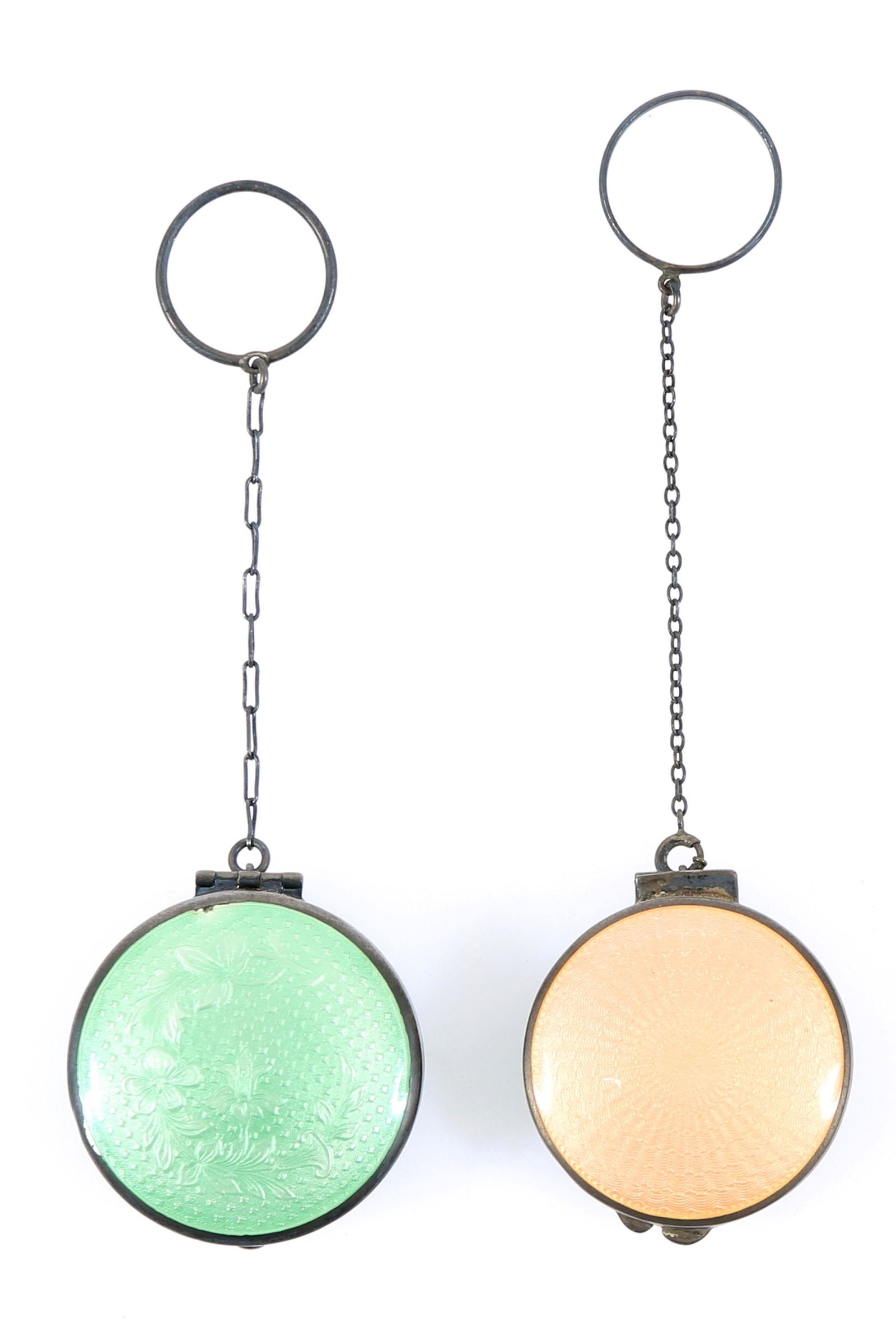 STERLING SILVER GUILLOCHE ENAMEL FINGER COMPACTS (1 of 7)