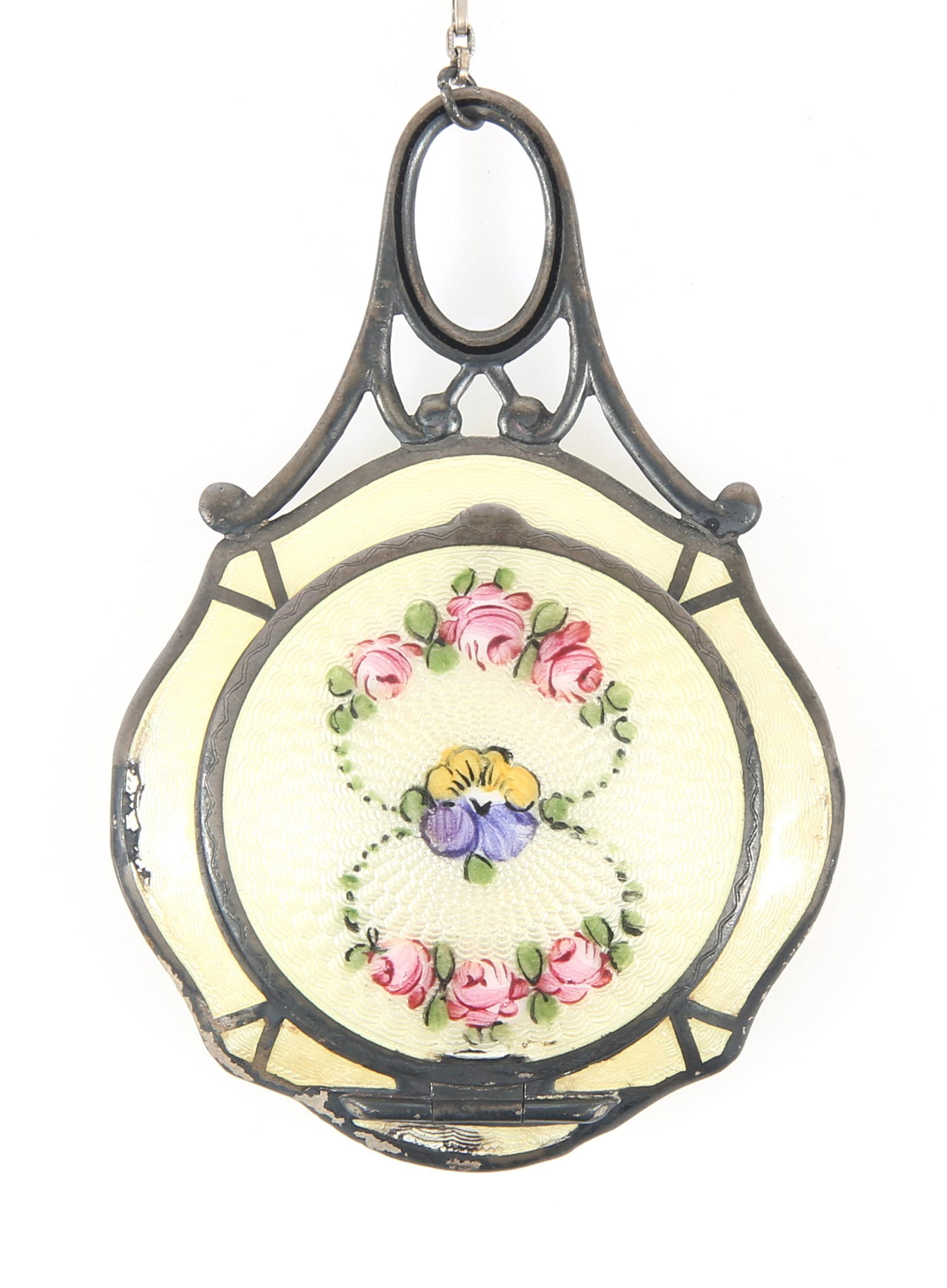 STERLING SILVER GUILLOCHE ENAMEL COMPACT (1 of 5)