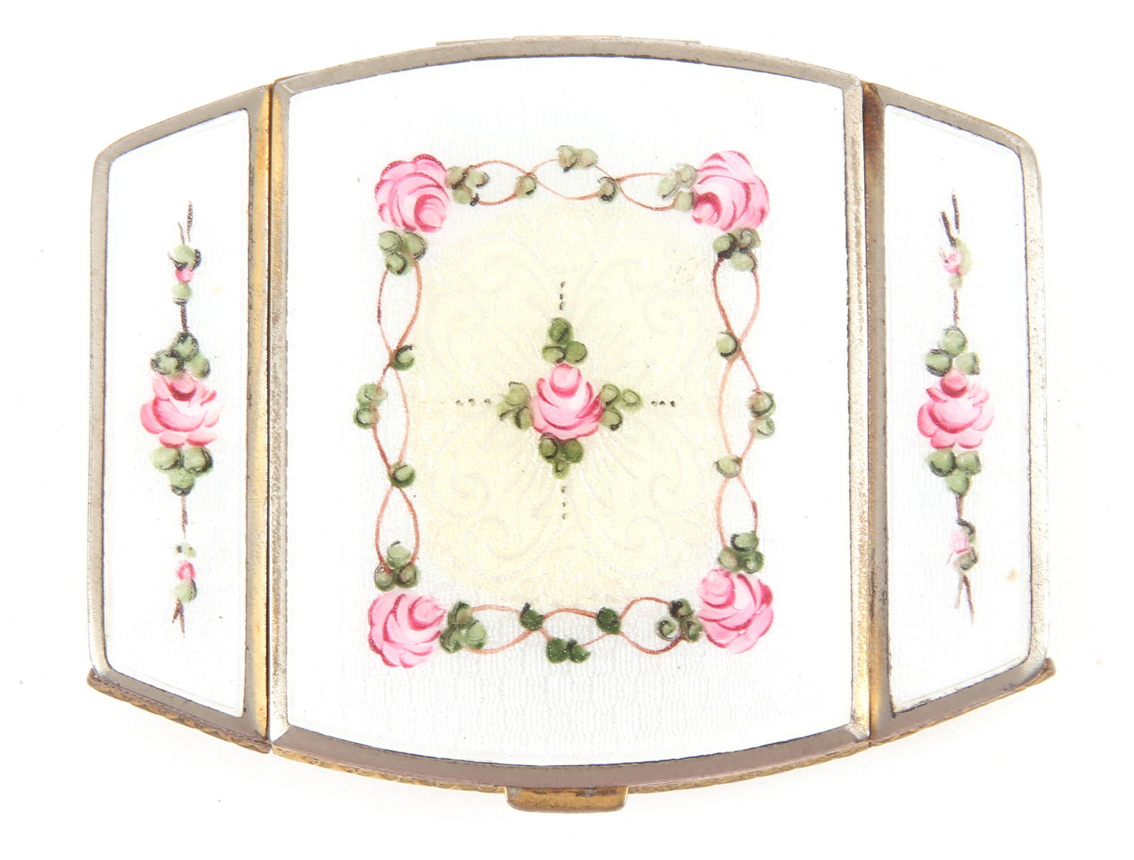 1930s LA MODE GUILLOCHE ENAMEL COMPACT (1 of 5)