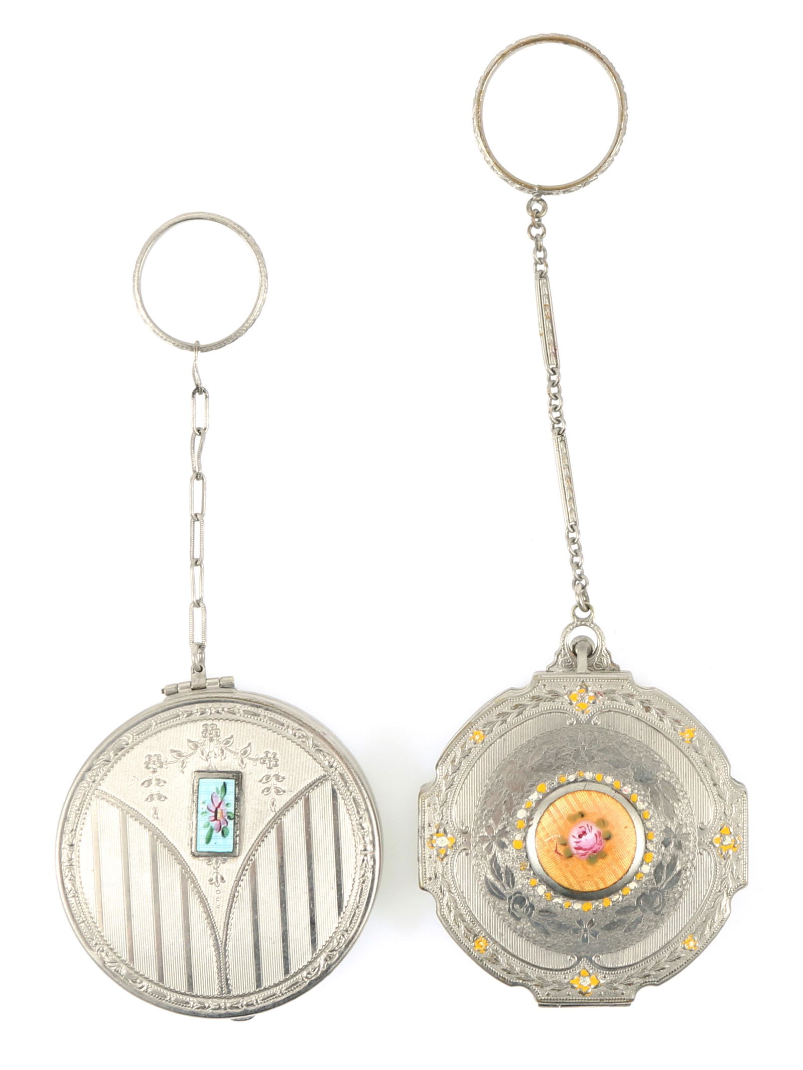 GUILLOCHE ENAMEL COMPACTS - LOT OF 2 (1 of 4)